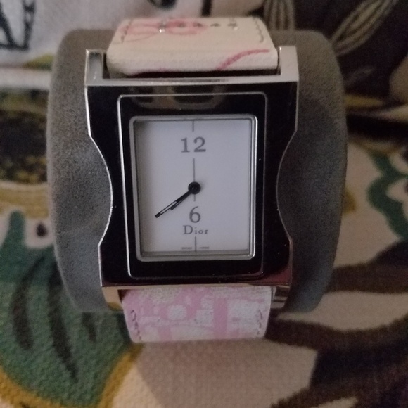 Dior Accessories - Dior Women's Pink and White Rectangular Dial Watch